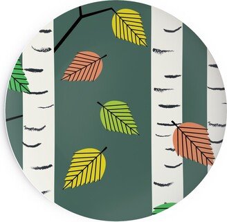 Salad Plates: Autumn Birch Forest Salad Plate, Green