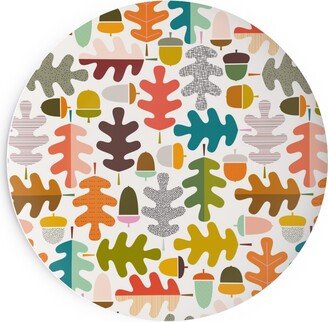 Salad Plates: Autumn Oak Tree - Multi On White Salad Plate, Multicolor