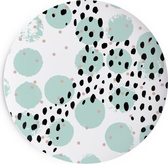 Salad Plates: Abstract Rain - Green Salad Plate, Green