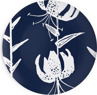 Salad Plates: Lily Stripe - Blue Salad Plate, Blue