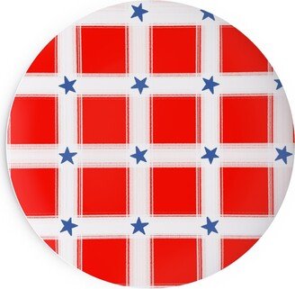 Salad Plates: Star Plaid Salad Plate, Red