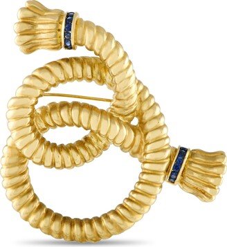 Non Branded Angela Cummings Vintage 18K Yellow Gold Sapphire Rope Knot Brooch