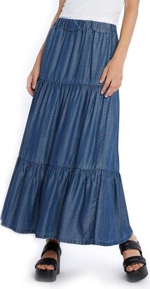 Wash Lab Denim Tiered Denim Maxi Skirt