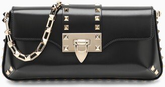 Black leather Rockstud shoulder bag