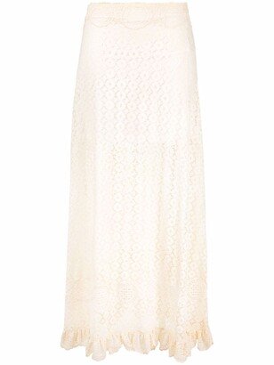 Rabanne Lace-Overlay Maxi Skirt