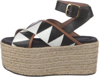 Leather Colorblock Pattern Espadrilles