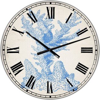 Designart Blue Coral 1 Oversized Nautical & Coastal Wall Clock - 36 x 28 x 1