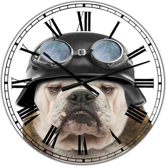 Designart Dog with Biker Helmet Oversized Modern Wall Clock - 36