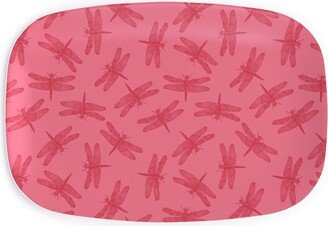 Serving Platters: Vintage Dragonfly - Pink Serving Platter, Pink