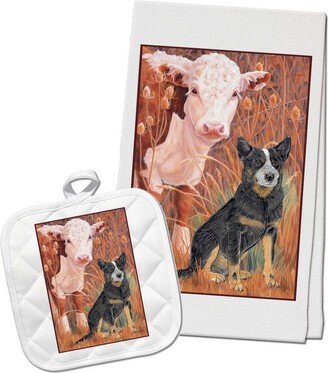 Australian Cattle Dog Kitchen Dish Towel & Pot Holder Gift Set