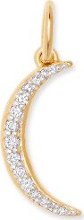 Crescent Moon 18k Gold Vermeil Charm in White Diamond