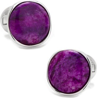 Sterling Classic Round Sugilite Nebula Cufflinks