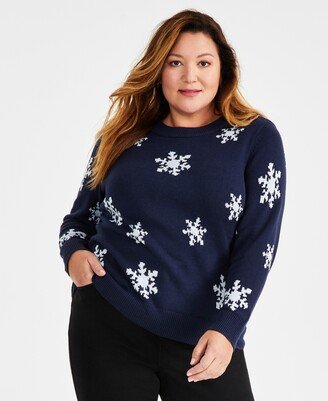 Style & Co Plus Size Snowflake Pullover Sweater, Created for Macy's