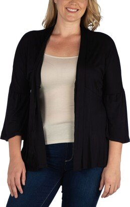 24seven Comfort Apparel Plus Size Flared Open Front Cardigan Sweater