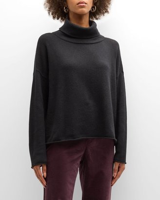 Ribbed Turtleneck Cashmere-Silk Sweater