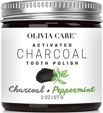 Olivia Care Activated Charcoal Tooth Polish Whitening Powder - Peppermint - 2oz