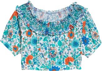 Florinda Floral Smocked Cotton Crop Top