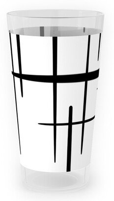 Outdoor Pint Glasses: Abstract Line Pattern Outdoor Pint Glass, White