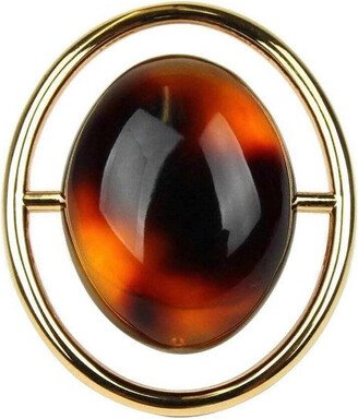 Women's Oval Brown Tortoise Shell Gold Ring