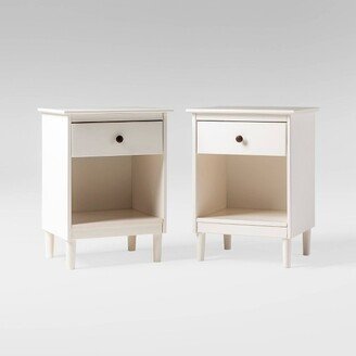 Set of 2 Stiva Classic Mid-Century Modern 1 Drawer Nightstands White - Saracina Home