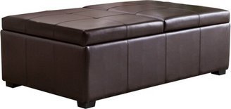 Joshua Bonded Leather Double Flip-Storage Ottoman Brown - Abbyson Living