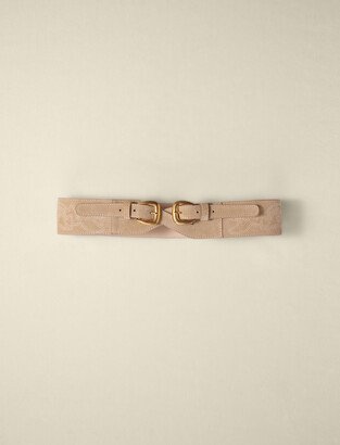 Suede belt with double buckle