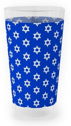 Outdoor Pint Glasses: Star Of David - White On Blue Outdoor Pint Glass, Blue