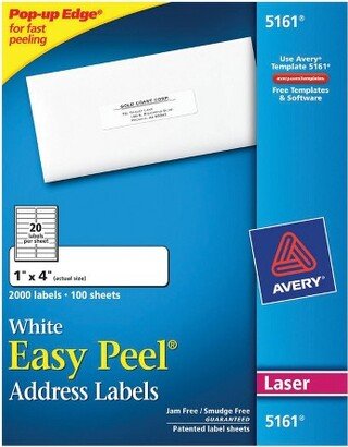 Easy Peel Address Labels, Laser, 1 x 4 Inches, Pack of 2000