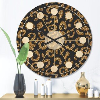 Designart 'Golden Leopard Fur' Mid-Century Modern Wood Wall Clock