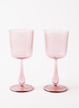 Set Of Two Luisa Ridged Wine Glasses-AB