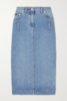 Denim Midi Skirt - Blue-AB