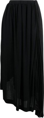 Asymmetric Pleated Midi Skirt-AB