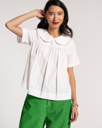 Anabelle Oversized Peter Pan Collar Top White