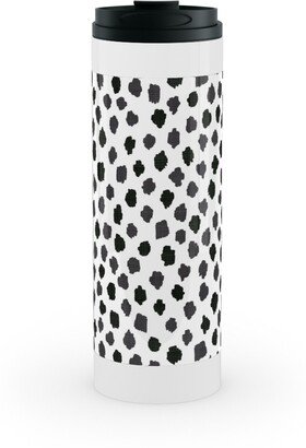 Travel Mugs: Inky Spots - Black And White Stainless Mug, White, 16Oz, White