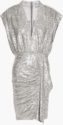 Sagria gathered sequined crepe mini dress