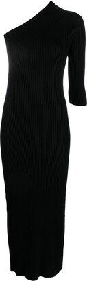 Ribbed Asymmetric Midi Dress