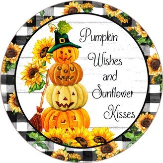 Pumpkin Wished & Sunflower Kisses Sign, Fall Wreath Autumn Attachment, Metal Sweet Magnolia, Nonni