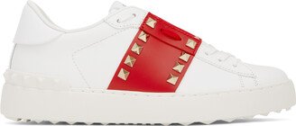 White & Red Rockstud Untitled Sneakers