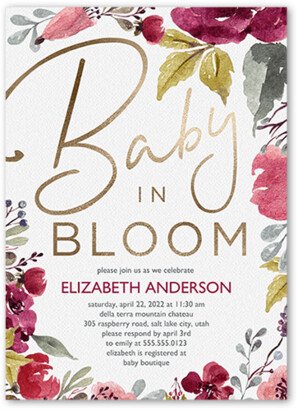 Baby Shower Invitations: Baby In Bloom Baby Shower Invitation, White, 5X7, Standard Smooth Cardstock, Square