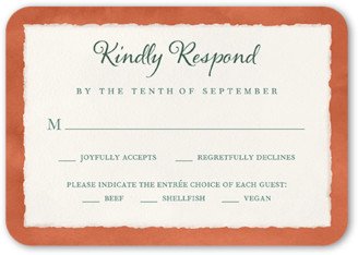 Rsvp Cards: Rustic Borders Wedding Response Card, Orange, Signature Smooth Cardstock, Rounded