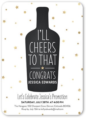 Everyday Party Invitations: Cheers To That Party Invitation, White, 5X7, Pearl Shimmer Cardstock, Rounded