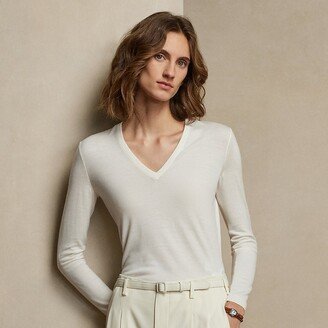 Ralph Lauren Wool Long-Sleeve V-Neck Sweater