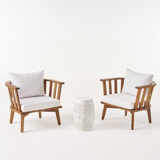 Palmo Outdoor 2 Seater Acacia Wood Club Chairs and Side Table Set