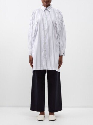 Split-hem Pinstripe Organic-cotton Shirt