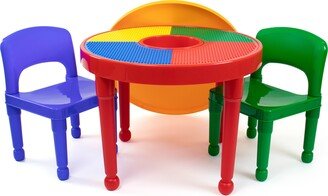Kids 2-in-1 Round Activity Table & 2 Chairs Set, Primary