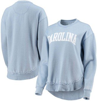 Women's Pressbox Carolina Blue North Carolina Tar Heels Vintage-Like Wash Pullover Sweatshirt