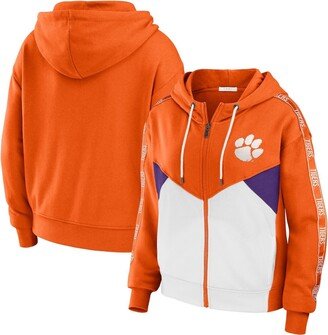 Women's Wear by Erin Andrews Orange Clemson Tigers Colorblock Full-Zip Hoodie Jacket