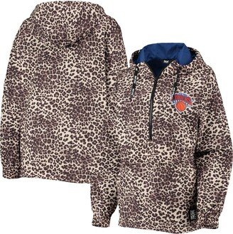 Women's Sport Leopard New York Knicks Gabriella Windbreaker Half-Zip Hoodie