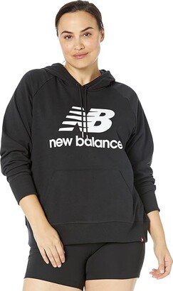 Plus Size Essentials Pullover Hoodie (Black) Women's Clothing