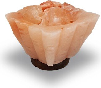 The House of Awareness Square Bamboo Bowl Himalayan Salt Lamp - Orange